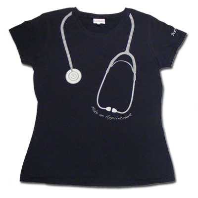 Doc Martin Ladies T-Shirtin Navy with"Make an appointment"